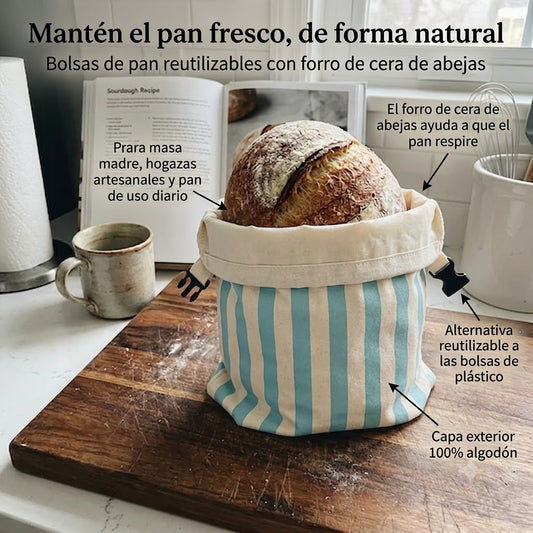 Bolsas para pan premium, 100% algodón y cera de abeja