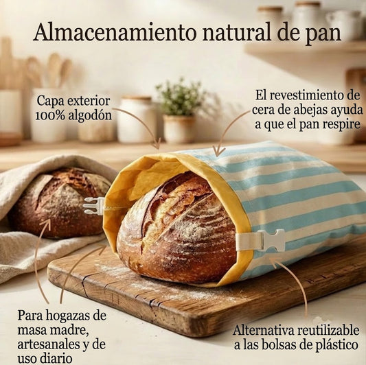 Bolsas para pan premium, 100% algodón y cera de abeja